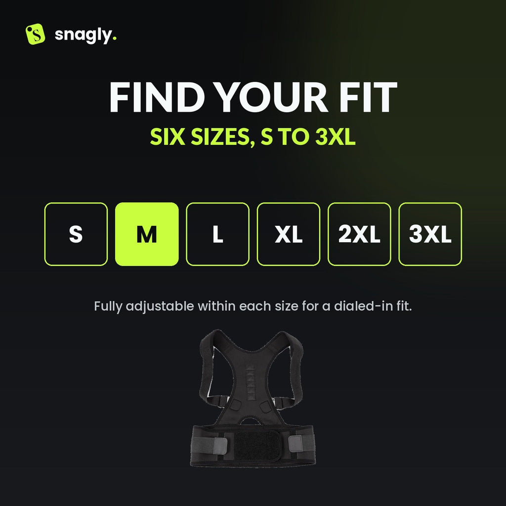 Posture corrector available in six sizes S to 3XL