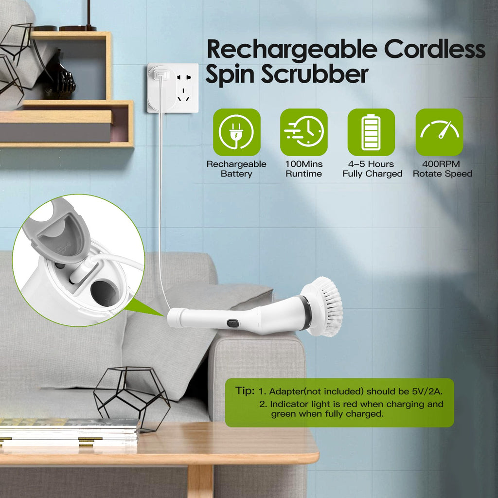 Rechargeable cordless — 100 minute runtime, 4-5 hour charge, 400 RPM
